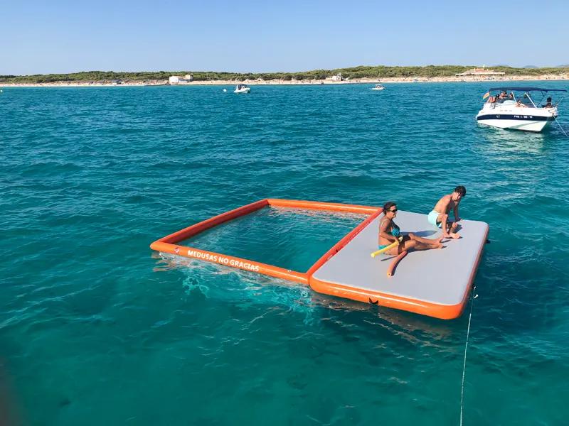 Floating platform and anti-jellyfish pool combo in Mallorca