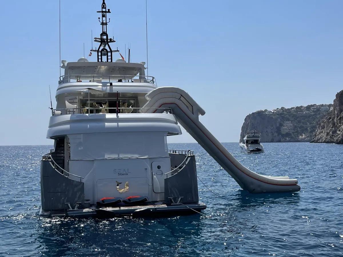 Superyacht with custom water slide in Mallorca — OceanDreams